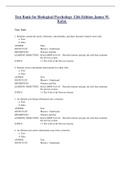 Test Bank for Biological Psychology 12th Edition James W&period;  Kalat&period;