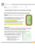 Exam (elaborations) Distance-Time and Velocity-Time Graphs/Distance Time Velocity Gizmo/ Student Exploration: Distance-Time and Velocity-Time Graphs