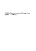 ICT2621 Systems Analysis & Design Exam Q AND A GRADED A.