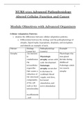 NURS 5315 Advanced Pathophysiology Altered Cellular Function and Cancer   Module Objectives with Advanced Organizers
