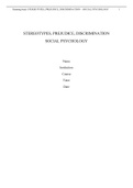 Stereotypes, Prejudice, Discrimination - Social psychology (summaries for exams)