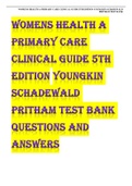 TEST BANK FOR WOMENS HEALTH A PRIMARY CARE CLINICAL GUIDE 5TH EDITION YOUNGKIN SCHADEWALD PRITHAM