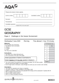 AQA GCSE GEOGRAPHY 8035/2 Paper 2 Challenges In The Human Environment 2020 Exam Paper