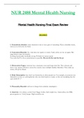 NUR2488 &sol; NUR 2488 Final Exam Review &lpar;Latest 2022 &sol; 2023&rpar;&colon; Mental Health Nursing - Rasmussen