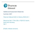 Edexcel GCE in History Additional Assessment Materials Summer 2021 