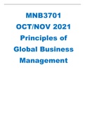 MNB3701 OCT/NOV 2021 Principles of Global Business Management