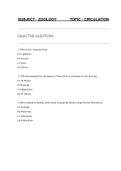 CIRCULATORY SYSTEM OBJECTIVE QUESTIONS MCQs WITH ANSWERS ZOOLOGY SUBJECT ASSIGNMENT