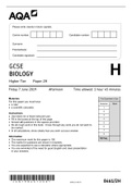 AQA Biology Paper 2 Higher Tier