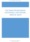 TEST BANK FOR BIOLOGICAL PSYCHOLOGY&comma; 13TH EDITION&comma; JAMES W&period; KALAT LATEST UPDATE