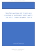 Solution Manual For Theory and Practice of Water and Wastewater Treatment 2nd Edition By L. Droste Latest Update