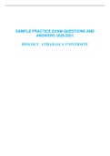 BIOL 235 EXAM QUESTIONS AND ANSWERS, ATHABASCA UNIVERSITY