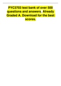 PYC3703 test bank of over 500 questions and answers. Already  Graded A. Download for the best  scores.