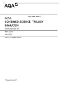  AQA GCSE COMBINED SCIENCE: TRILOGY 8464/C/2H Chemistry Paper 2H Mark scheme VERIFIED ANSWERS