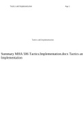Summary MHA 506 Tactics.Implementation.docx Tactics and Implementation