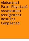 Exam (elaborations) Abdominal Pain Physical Assessment Assignment Results  Completed 