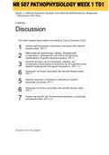 Exam &lpar;elaborations&rpar; NR 507 PATHOPHYSIOLOGY WEEK 1 TD1 