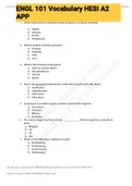 Exam (elaborations) ENGL 101 Vocabulary HESI A2 APP 