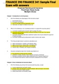Exam &lpar;elaborations&rpar; FINANCE 390 FINANCE 341 Sample Final Exam with answers 