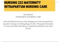 Exam &lpar;elaborations&rpar; NURSING 222 MATERNITY INTRAPARTUM NURSING CARE 