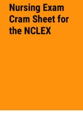 Exam &lpar;elaborations&rpar; Nursing Exam Cram Sheet for the NCLEX 