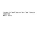 Nursing 120 Quiz 2 Tutoring- West Coast University