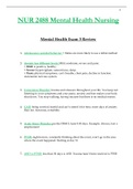 NUR2488 &sol; NUR 2488 Exam 3 Review &lpar;Latest 2022 &sol; 2023&rpar;&colon; Mental Health Nursing - Rasmussen
