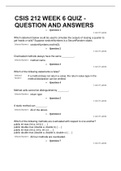 CSIS 212 WEEK 6 QUIZ - QUESTION AND ANSWERS