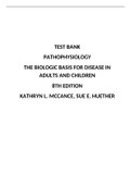 Sue E. Huether, Kathryn L. McCance : Test Bank for Understanding Pathophysiology (8th edition) (Complete questions and Answers)