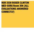 Exam &lpar;elaborations&rpar; NUR 3330 ROGER CLINTON MED-SURG Room 306 &lpar;ALL EVALUATIONS ANSWERED CORRECTLY&rpar; 