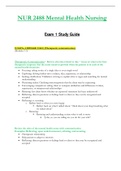 NUR2488 &sol; NUR 2488 Exam 1 Study Guide &lpar;Latest 2022 &sol; 2023&rpar;&colon; Mental Health Nursing - Rasmussen
