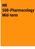 Exam &lpar;elaborations&rpar; NR 508-Pharmacology Mid-term 