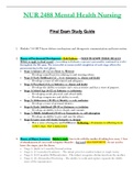 NUR2488 &sol; NUR 2488 Final Exam Study Guide &lpar;Latest 2022 &sol; 2023&rpar;&colon; Mental Health Nursing - Rasmussen