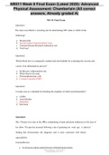 NR511 Week 8 Final Exam &lpar;Latest 2020&rpar;&colon; Advanced Physical Assessment&colon; 