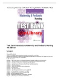 Introductory Maternity and Pediatric Nursing 4th Edition Hatfield Test Bank; Latest 2022:2023; Guaranteed A+ 