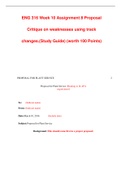 ENG 316 Week 10 Assignment 8 Proposal Critique on weaknesses using track changes&period;&lpar;Study Guide&rpar; &lpar;worth 100 Points&rpar;