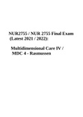 NUR2755 / NUR 2755 Final Exam : Multidimensional Care IV / MDC 4 | NUR2755 / NUR 2755 Final Exam  (Latest 2021 / 2022)