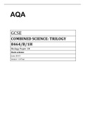 AQA GCSE COMBINED SCIENCE: TRILOGY 8464/B/1H Biology Paper 1H Mark scheme June 2019 Version: 1.0 Final