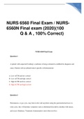 NURS 6560 Final Exam / NURS-6560N Final exam (2020)(100Q & A , 100% Correct