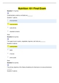 Nutrition 101 Final Exam &sol; NUTRI 101 Final Exam &lpar;2020&rpar;&colon; Straighterline &lpar;Verified answers&comma; Scored A&rpar;