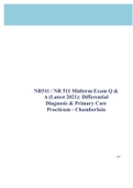 NR511 / NR 511 Midterm Exam Q & A (Latest 2021): Differential Diagnosis & Primary Care Practicum - Chamberlain