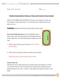 PHYS 1307 Distance, Time, Velocity Gizmo - 2020 | Student Exploration: Distance-Time and Velocity-Time Graphs