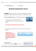PHYS 1307 Gizmos Waves Lab - 2019 | Student Exploration: Waves