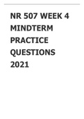 NR 507 WEEK 4 MINDTERM PRACTICE QUESTIONS 2021