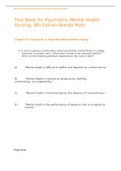 Test Bank for Psychiatric Mental Health Nursing, 8th Edition Wanda Mohr