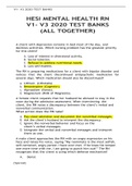 HESI MENTAL HEALTH RN V1- V3 2020 TEST BANKS &lpar;ALL TOGETHER&rpar;