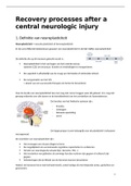 Recovery processes after a central neurologic injury
