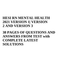 HESI RN MENTAL HEALTH 2018 V1 V2 V3 38 PAGES OF QUESTIONS AND ANSWERS