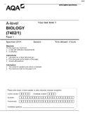 BIOL 607 Specimen QP - Paper 1 AQA Biology A-Level