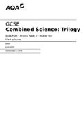 GCSE  Combined Science: Trilogy  8464/P/2H – Physics Paper 2 – Higher Tier  Mark scheme