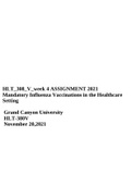 HLT&lowbar;308&lowbar;V&lowbar;week 4 ASSIGNMENT 2021 Mandatory Influenza Vaccinations in the Healthcare Setting Grand Canyon University HLT-380V November 20&comma;2021